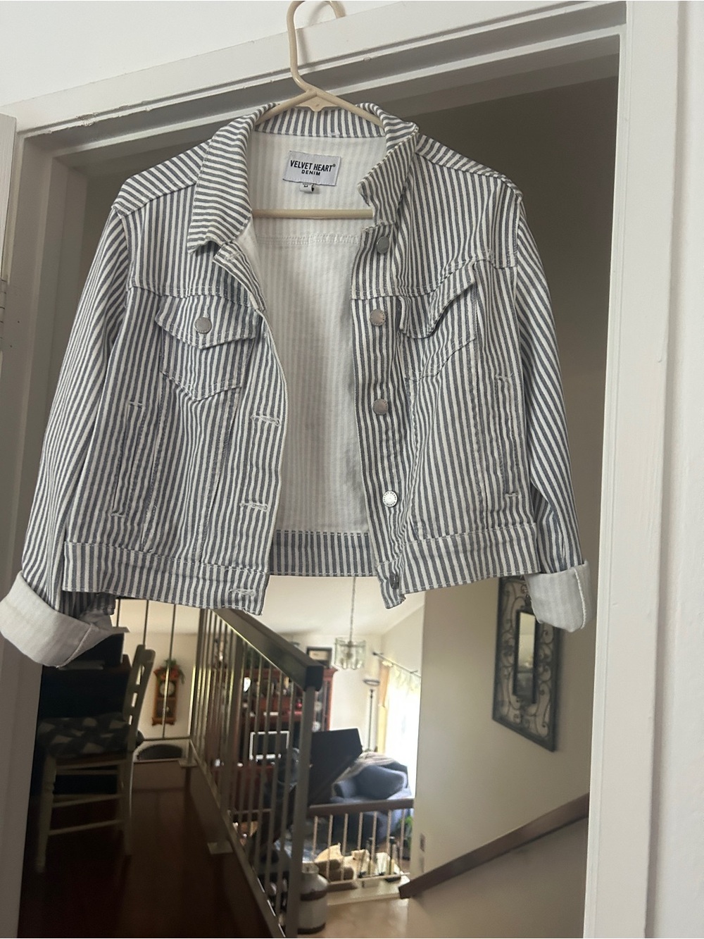 Velvet Heart Light Blue & White Striped Button Shirt